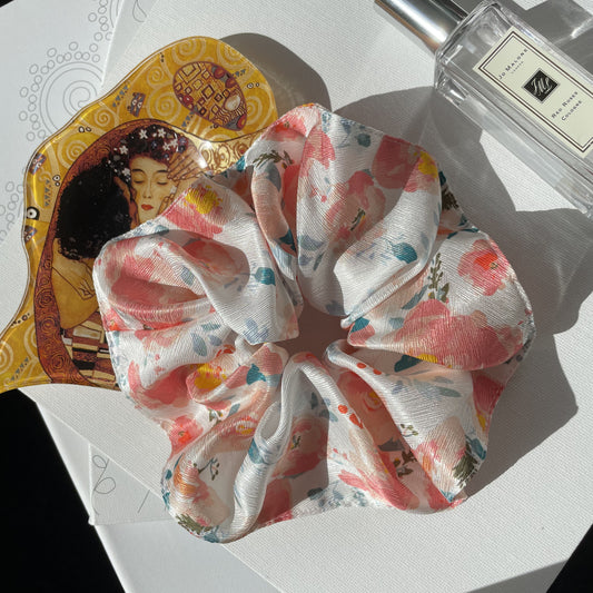 Luxury Handmade Pure Silk Scrunchie - Luxury 7cm wide Silk Hair tie - Artistic Silk Scrunchie-Luxury Hair Accessory