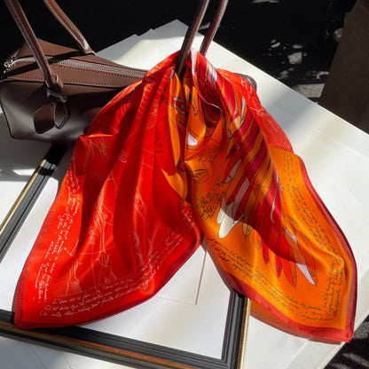100% Mulberry Silk Scarf-Small Square Multicolor Silk Scarf, lightweight Luxury Neck Hair Scarf - The Horses