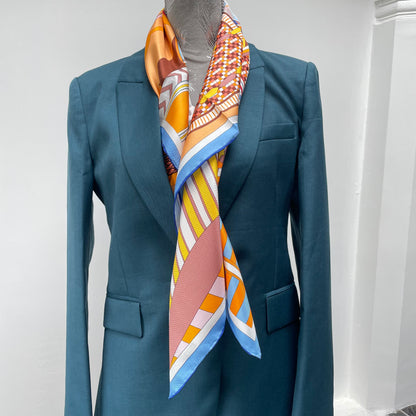 100% Pure Mulberry Silk Extra Large HandRolled Silk Scarf 35"- The Horseshoe