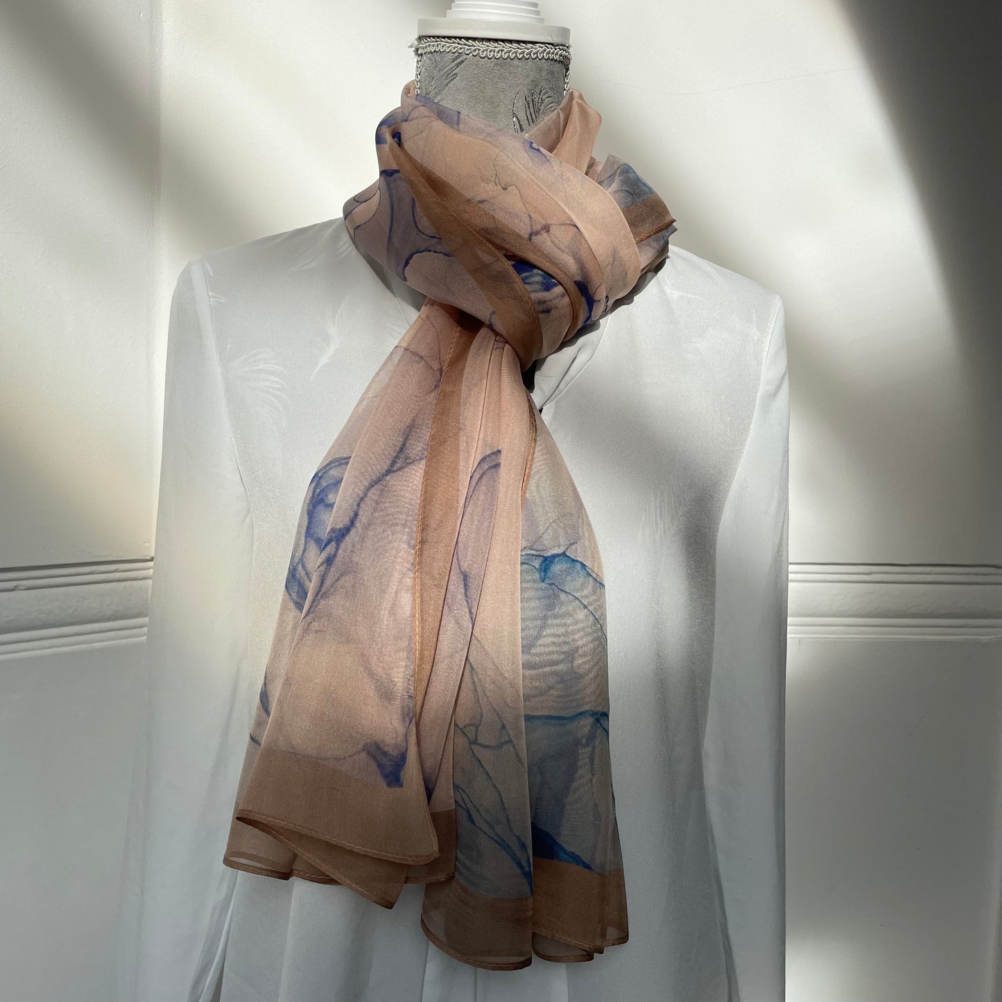 100% Pure Silk Multicolour long Silk Scarf / Headscarf-The Rose