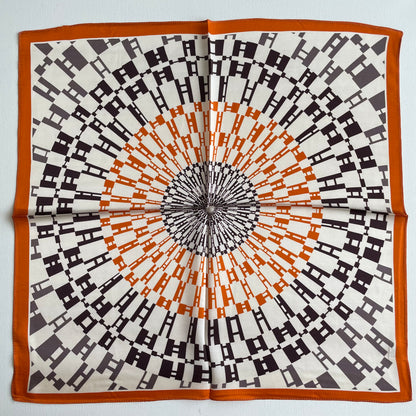 100% Mulberry Silk Scarf-Small Square Multicolor Silk Scarf, lightweight Luxury Neck Hair Scarf - The Orange H