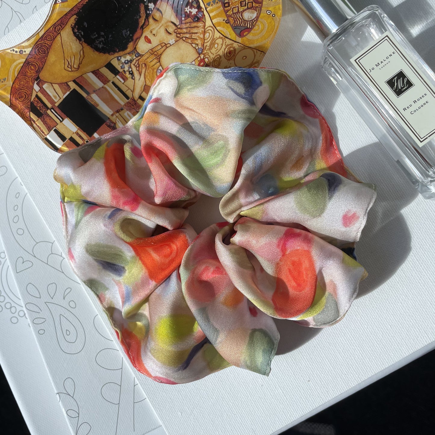 Luxury Handmade Pure Silk Scrunchie - Luxury 7cm wide Silk Hair tie - Artistic Silk Scrunchie-Luxury Hair Accessory