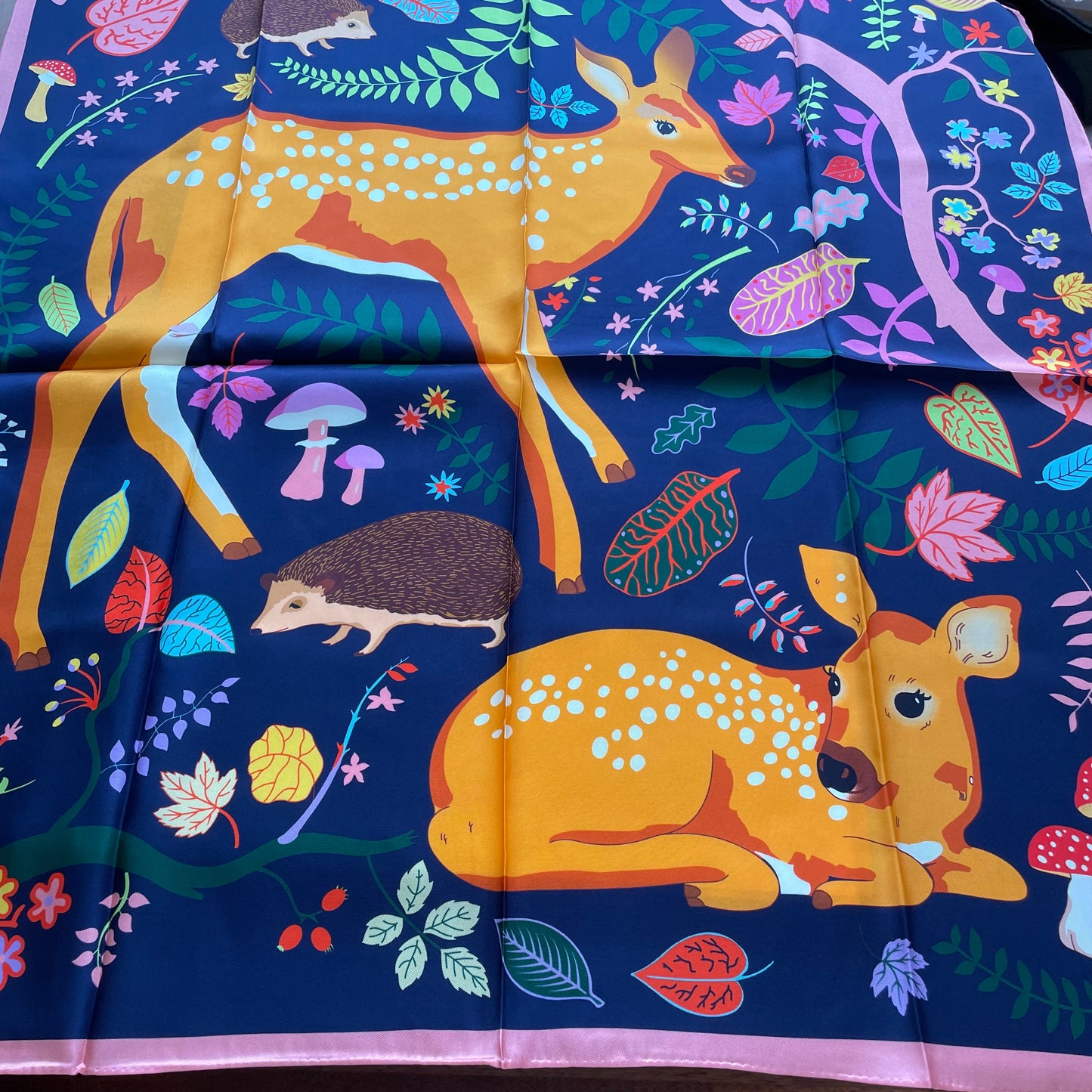 100% Pure Mulberry Silk Extra Large HandRolled Silk Scarf - The Deers