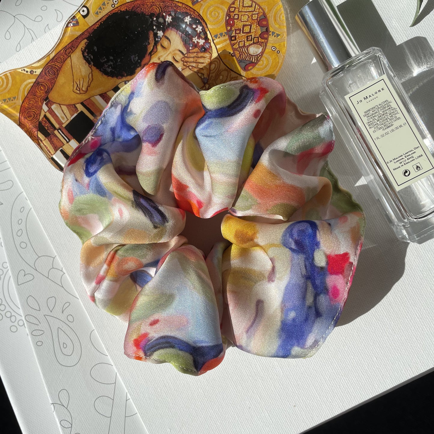 Luxury Handmade Pure Silk Scrunchie - Luxury 7cm wide Silk Hair tie - Artistic Silk Scrunchie-Luxury Hair Accessory