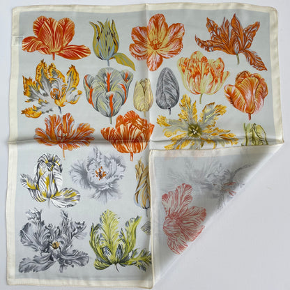 100% Pure Silk Multicolour Small Silk Scarf -The Tulips