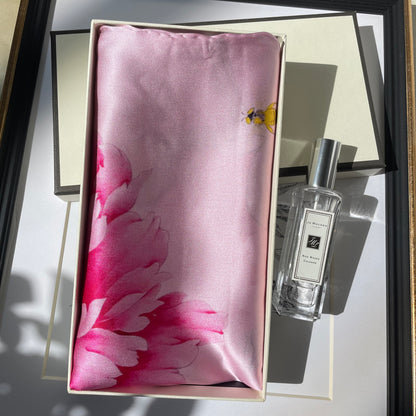 100% Pure Silk Multicolour long Silk Scarf / Headscarf-The Flowers