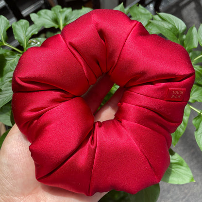 Luxury Oversized Puffy Mulberry Silk Scrunchie | 30 Momme Silk Hair Tie | Premium Silk Hair Accessory Gift for Women