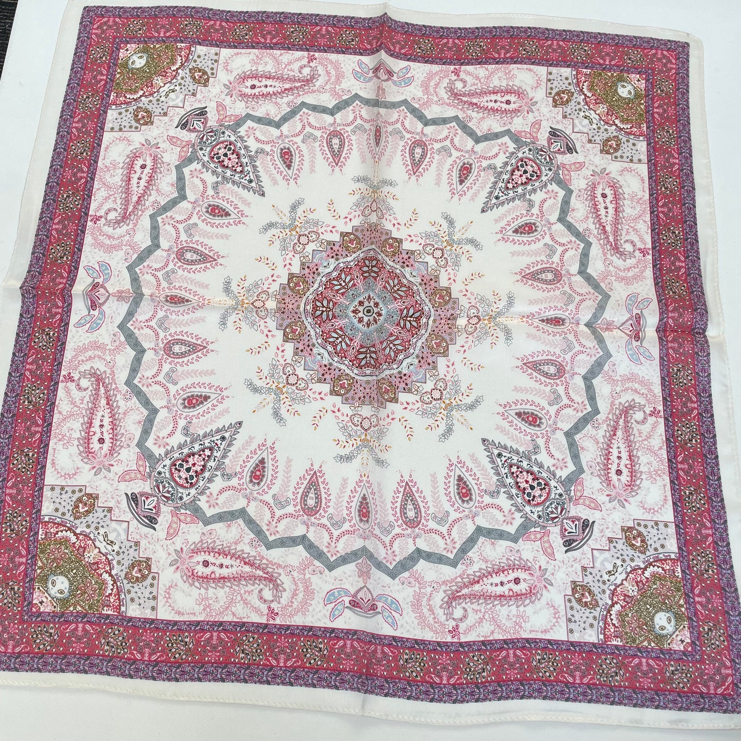 100% Pure Silk Multicolor 20" Silk Square Scarf -The Paisleys