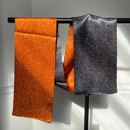 100% Mulberry Silk Skinny Scarf, Multicolour Silk Neck Scarf /Luxury Style Scarf/Silk Hair Scarf-The Lines
