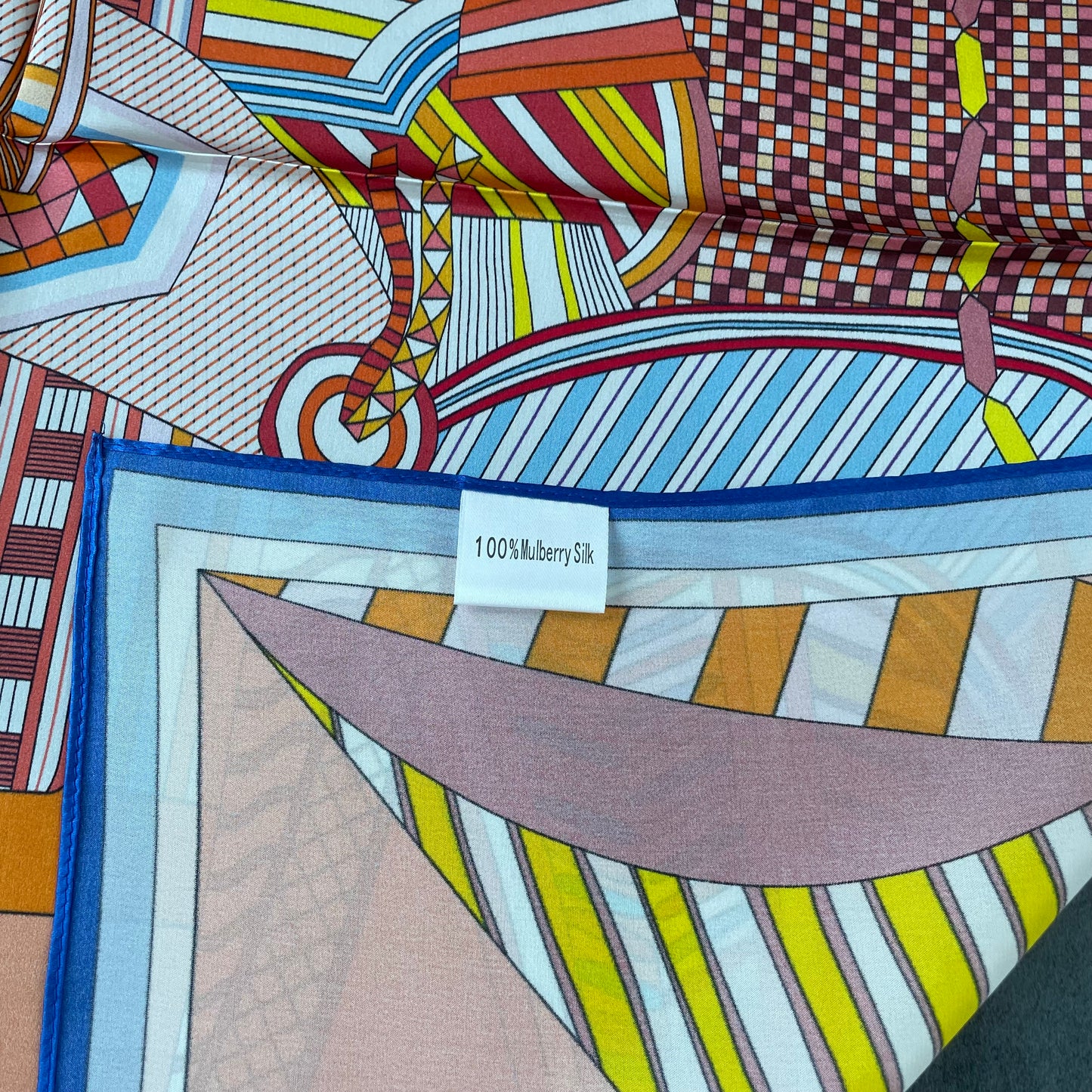 100% Pure Silk Multicolour Large Silk Scarf / Headscarf-The Horseshoe - 26”Silk Scarf / Headscarf