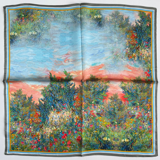 100% Pure Silk Multicolour Small Silk Scarf -The Painting