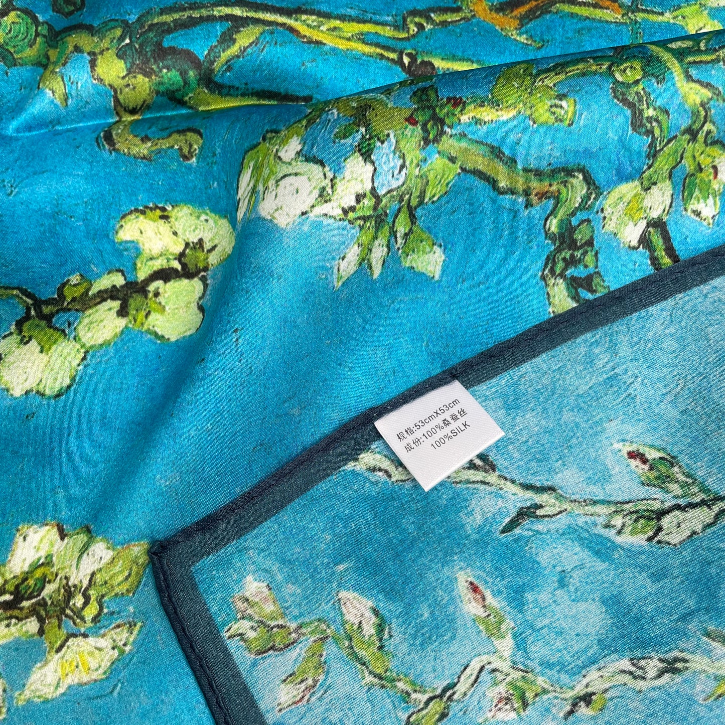 100% Pure Silk Multicolor 20" Silk Square Scarf -The Flowers