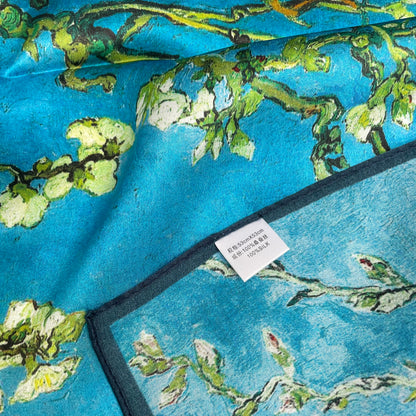 100% Pure Silk Multicolor 20" Silk Square Scarf -The Flowers