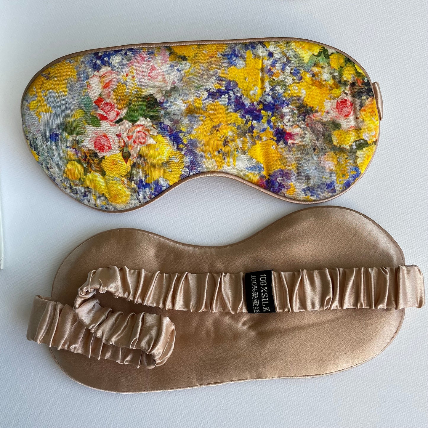 100% Mulberry Silk Ultra Soft Silk Filled Silk Eye Mask - Ideal Silk Sleep Eye Mask-The Yellow Rose