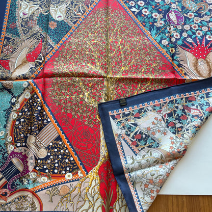 100% Pure Mulberry Silk Extra Large HandRolled Silk Scarf 35"- The Life Tree