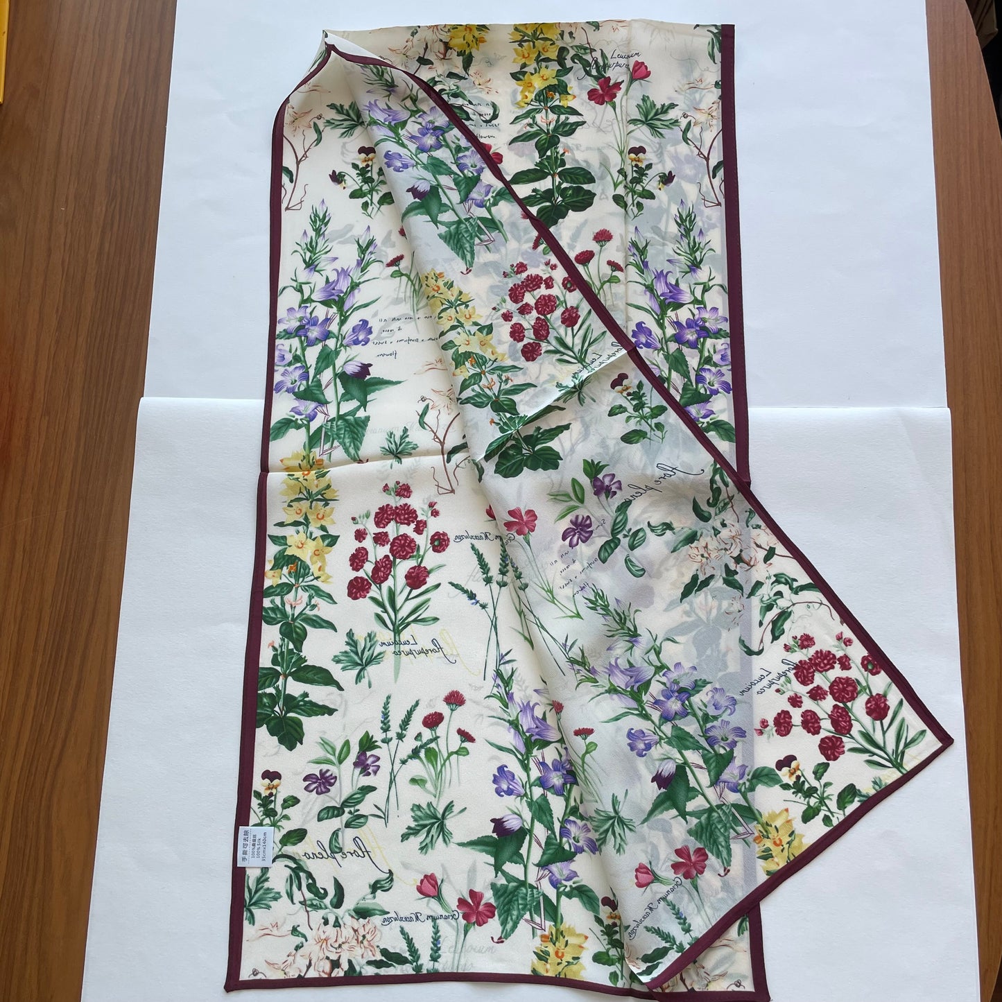 100% Pure Silk Multicolour long Silk Scarf / Headscarf-The English Garden