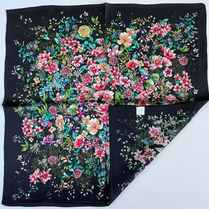 100% Pure Silk Multicolour Small Silk Scarf -The Flower Garden