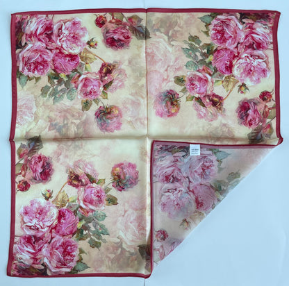 100% Pure Silk Multicolour Small Silk Scarf -The Rose