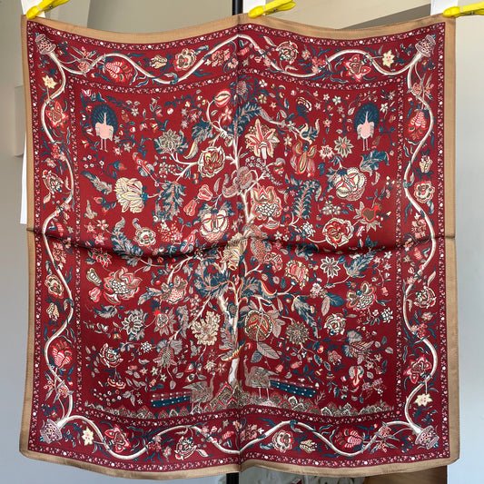 100% Pure Silk Multicolour Large Silk Scarf / Headscarf-The Life Tree- 26”Silk Scarf / Headscarf