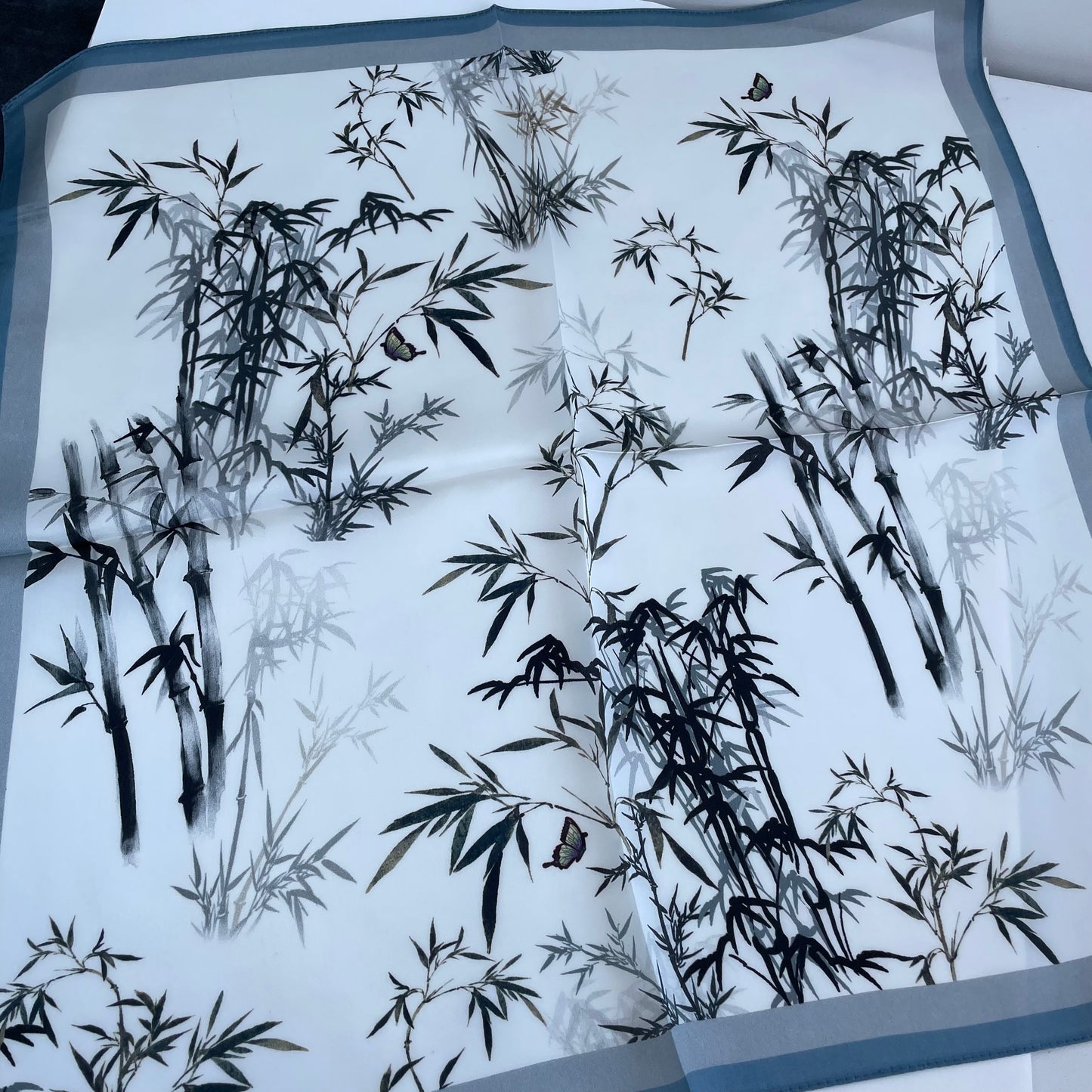 100% Pure Silk Multicolor 20" Silk Square Scarf -The Bamboo Garden