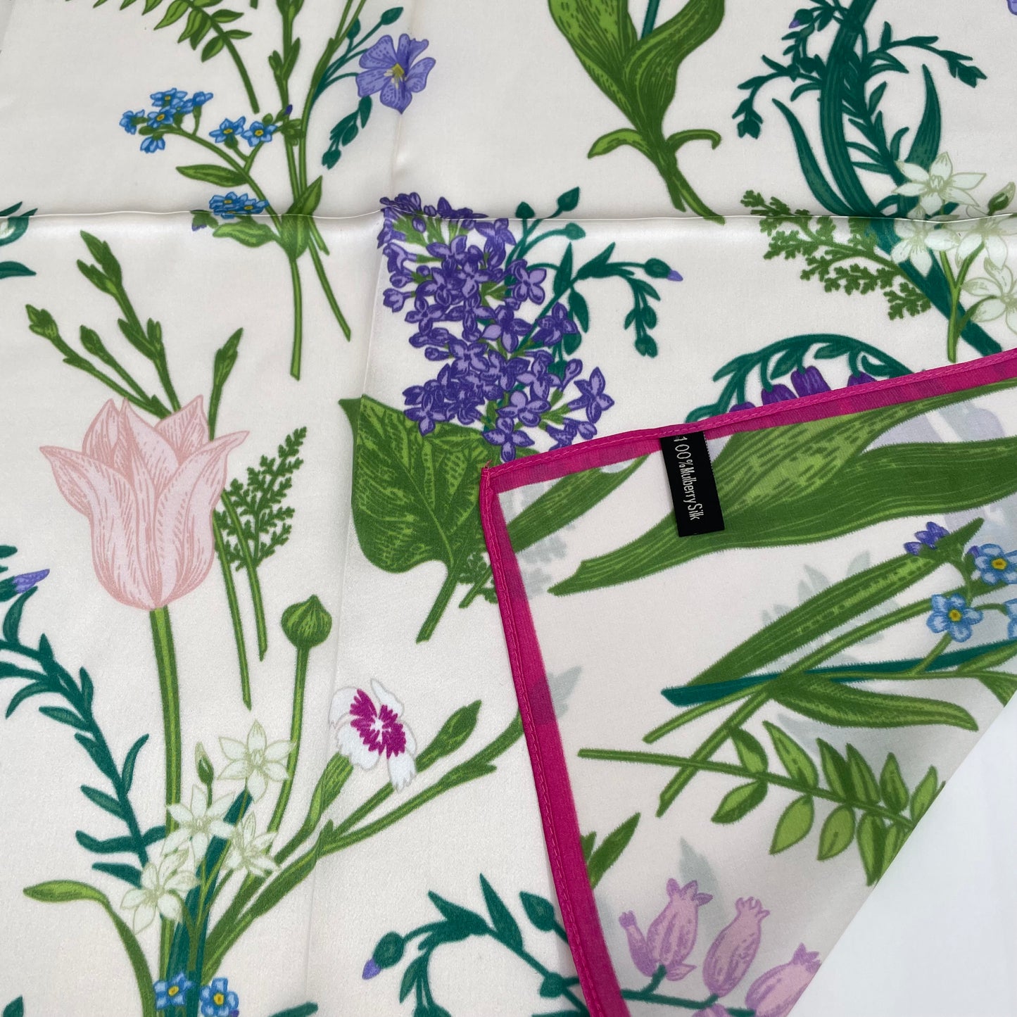 100% Pure Silk Multicolor 20" Silk Square Scarf -The Summer Garden