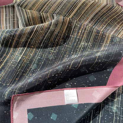 100% Pure Silk Multicolour long Silk Scarf / Headscarf-The Lines