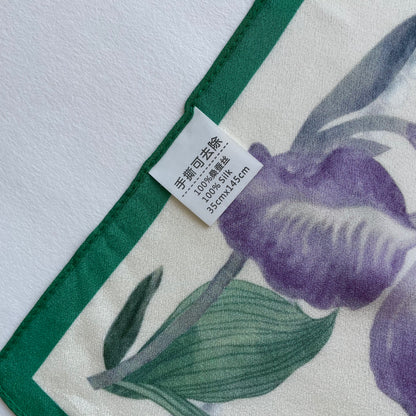 100% Pure Silk Multicolour long Silk Scarf / Headscarf-The Irises