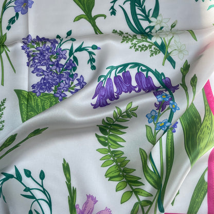 100% Pure Silk Multicolour Large 26” Silk Scarf / Headscarf-The Summer Garden