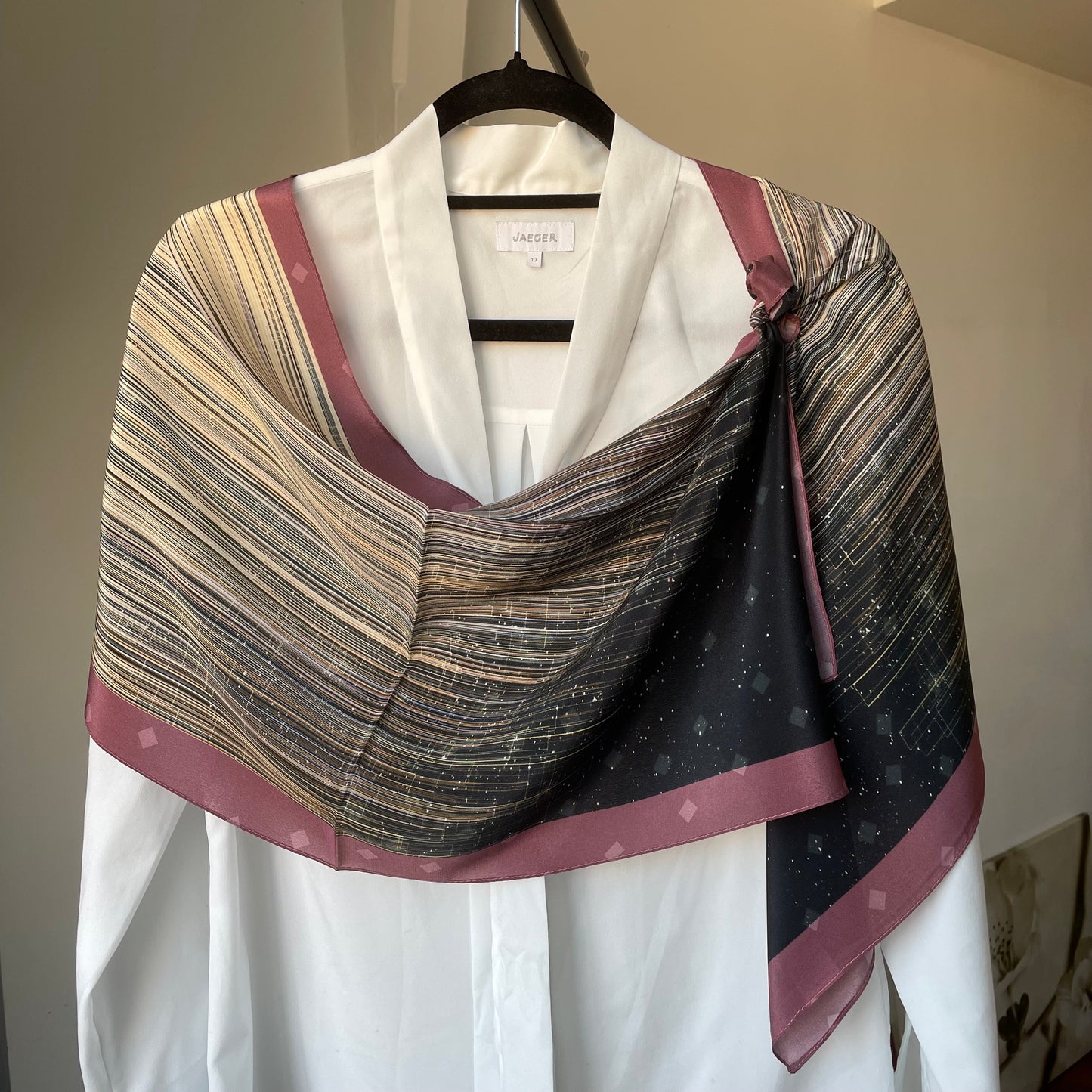 100% Pure Silk Multicolour long Silk Scarf / Headscarf-The Lines