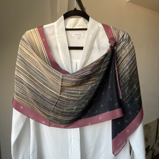 100% Pure Silk Multicolour long Silk Scarf / Headscarf-The Lines