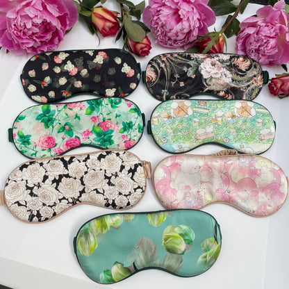 100% Mulberry Silk Eye Mask – Ultra-Soft, Breathable, and Elegant (The White Rose)