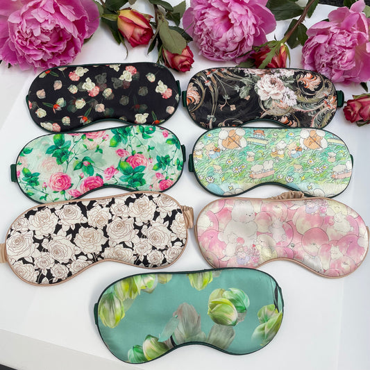 100% Mulberry Silk Eye Mask – Ultra-Soft, Breathable, and Elegant (The White Rose)