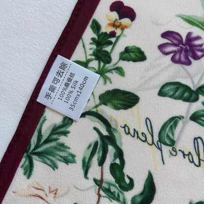 100% Pure Silk Multicolour long Silk Scarf / Headscarf-The English Garden