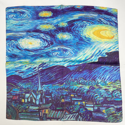 100% Pure Silk Multicolor 20" Silk Square Scarf -The Starry Night