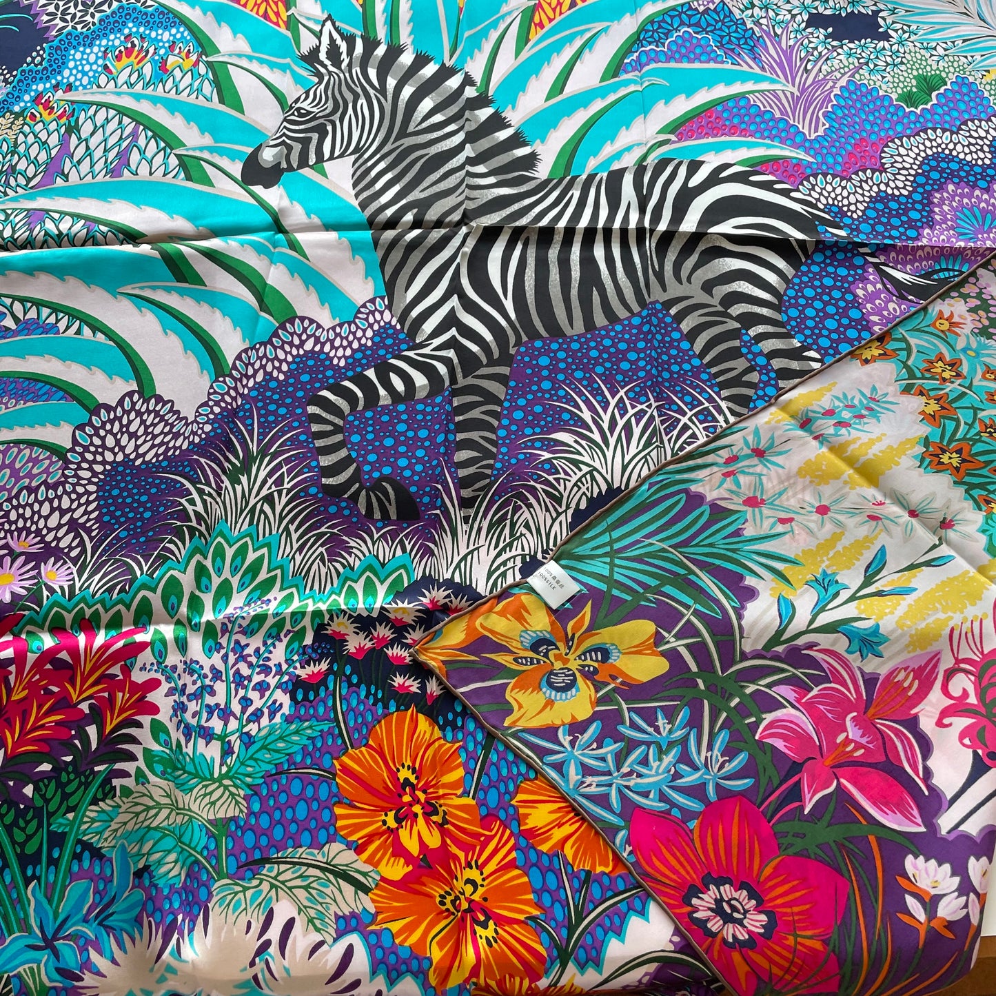 100% Pure Mulberry Silk Multicolour Handmade Large Silk Scarf 43"- The Zebra