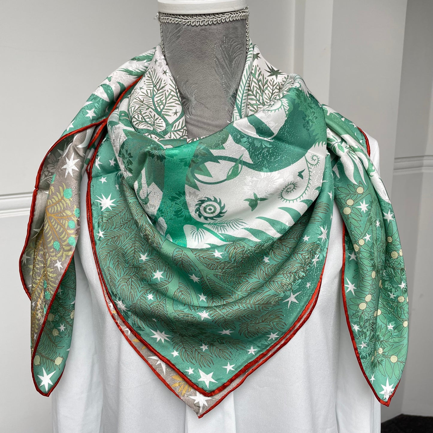 Exquisite Duo-Colour Mulberry 43” Silk Scarf: Hand-Rolled Edge, 6A Grade - The Olympias