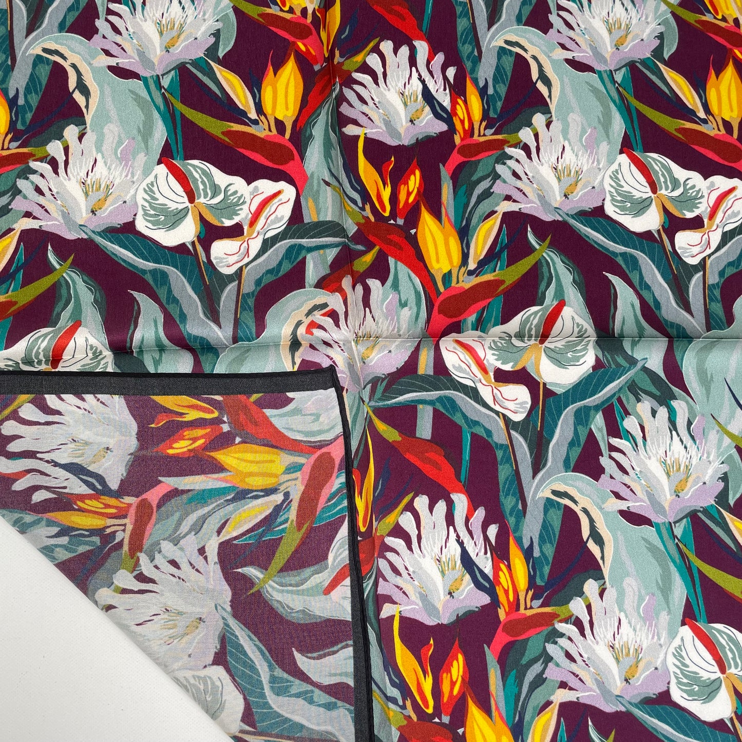 100% Pure Silk Multicolor 20" Silk Square Scarf -The Flowers