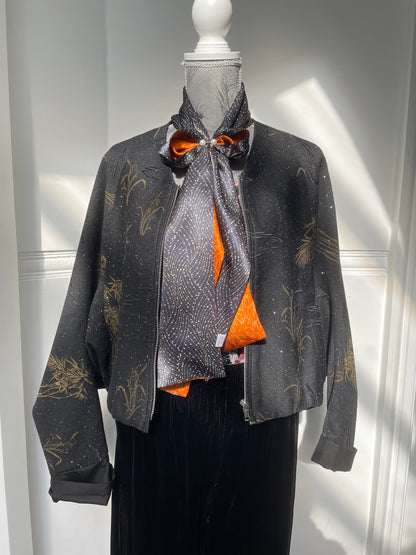 100% Mulberry Silk Skinny Scarf, Multicolour Silk Neck Scarf /Luxury Style Scarf/Silk Hair Scarf-The Lines