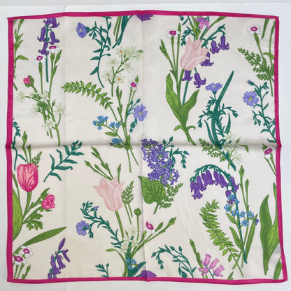 100% Pure Silk Multicolor 20" Silk Square Scarf -The Summer Garden