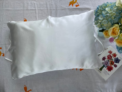 100% Mulberry Silk Travelling Essential Pillow Cover- 19mm portable Silk Pillow Cover-The White
