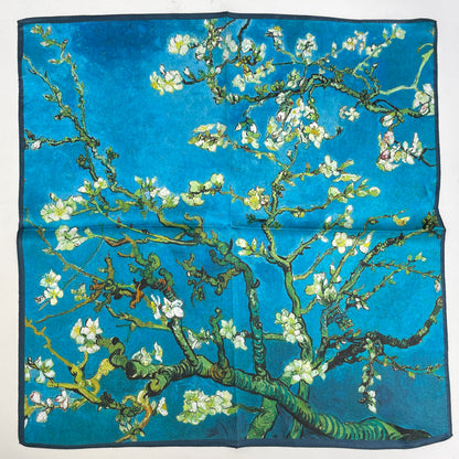 100% Pure Silk Multicolor 20" Silk Square Scarf -The Flowers