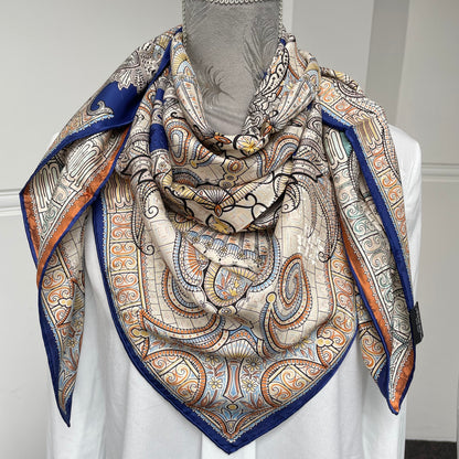 Exquisite Duo-Colour Mulberry 43” Silk Scarf: Hand-Rolled Edge, 6A Grade - The Paisleys