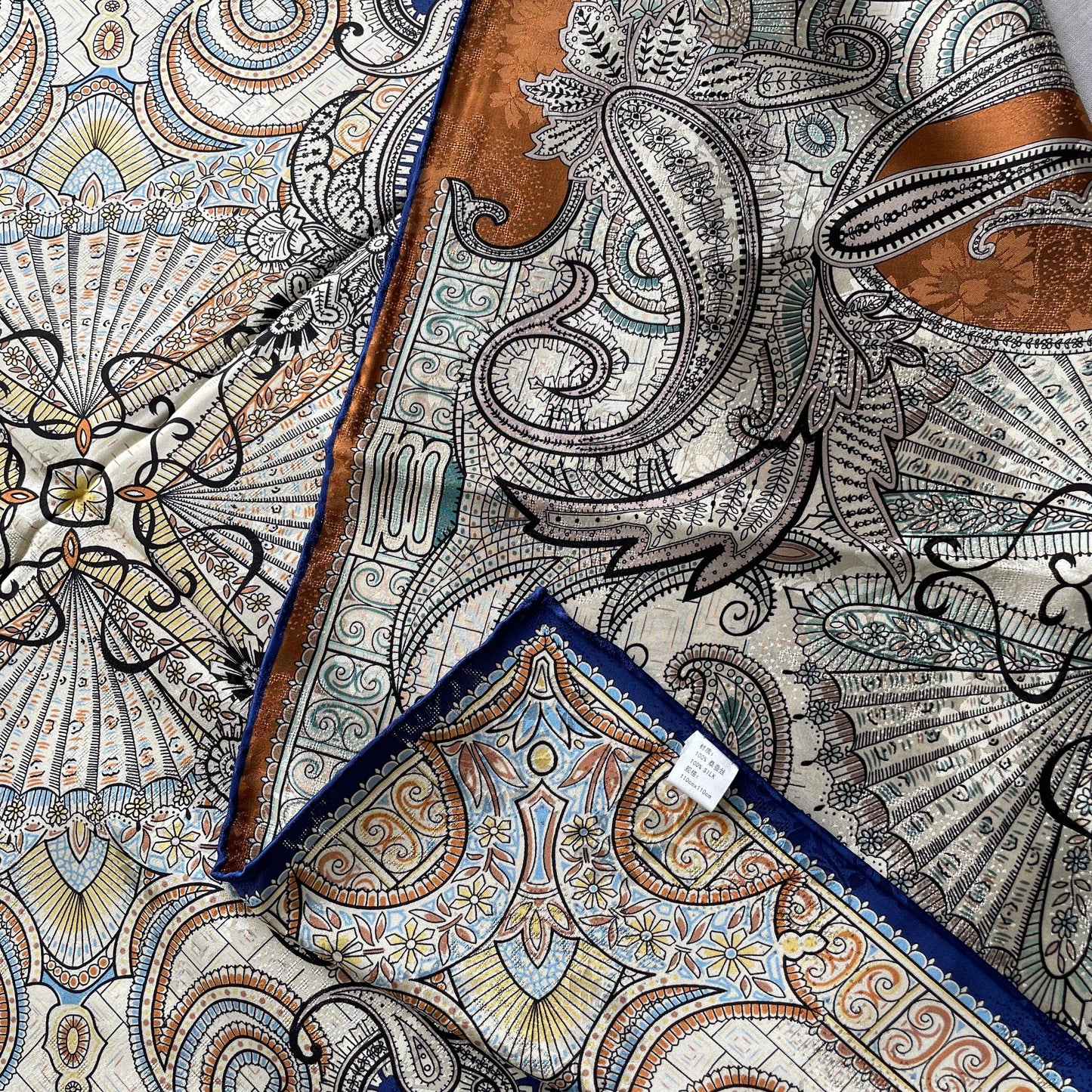 Exquisite Duo-Colour Mulberry 43” Silk Scarf: Hand-Rolled Edge, 6A Grade - The Paisleys