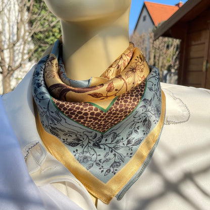 100% Mulberry Silk Scarf-Small Square Multicolor Silk Scarf, lightweight Luxury Neck Hair Scarf - The Rabbits