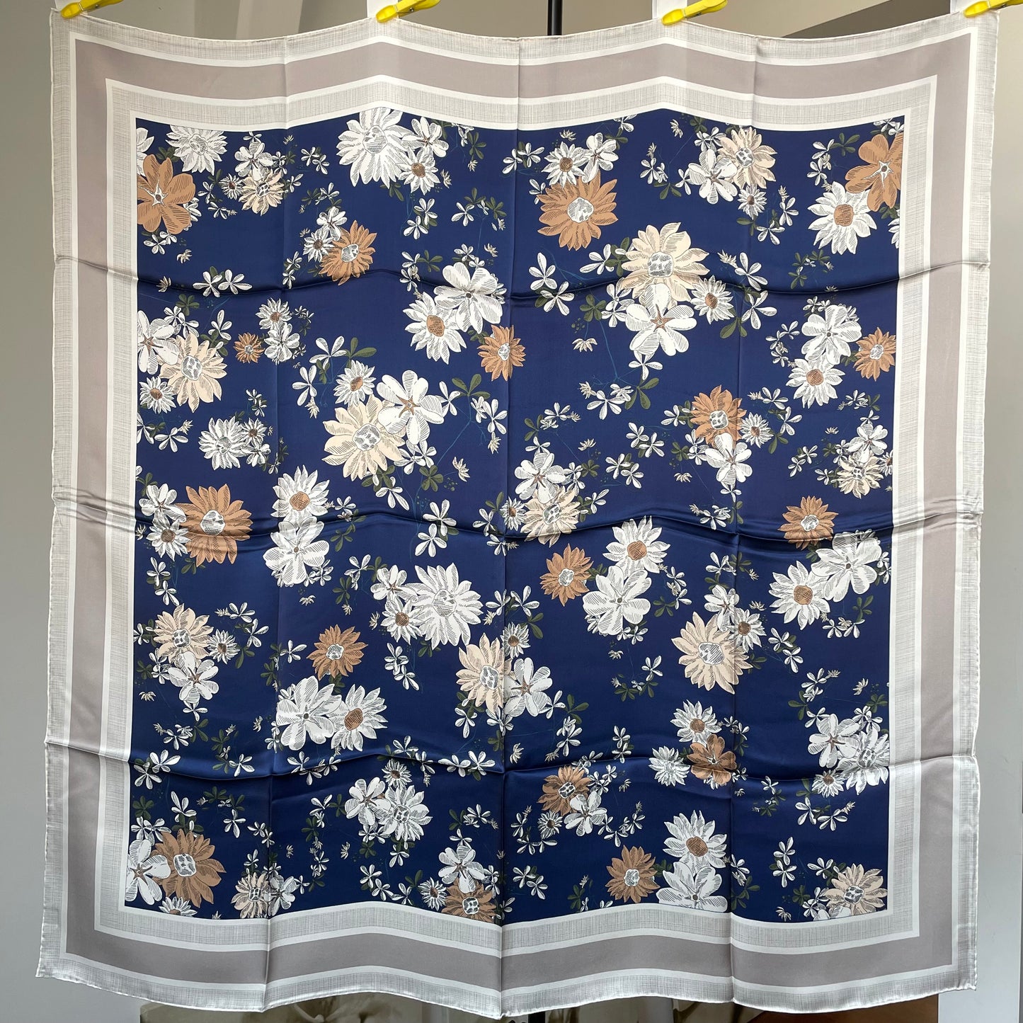 100% Pure Mulberry Silk Multicolour Handmade Large Silk Scarf 43"- The Flowers