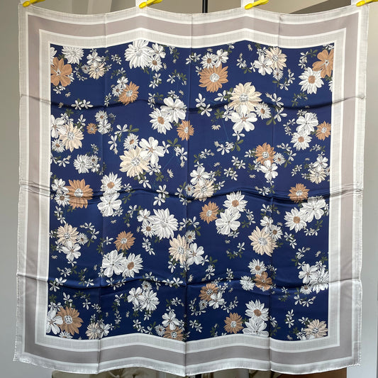 100% Pure Mulberry Silk Multicolour Handmade Large Silk Scarf 43"- The Flowers