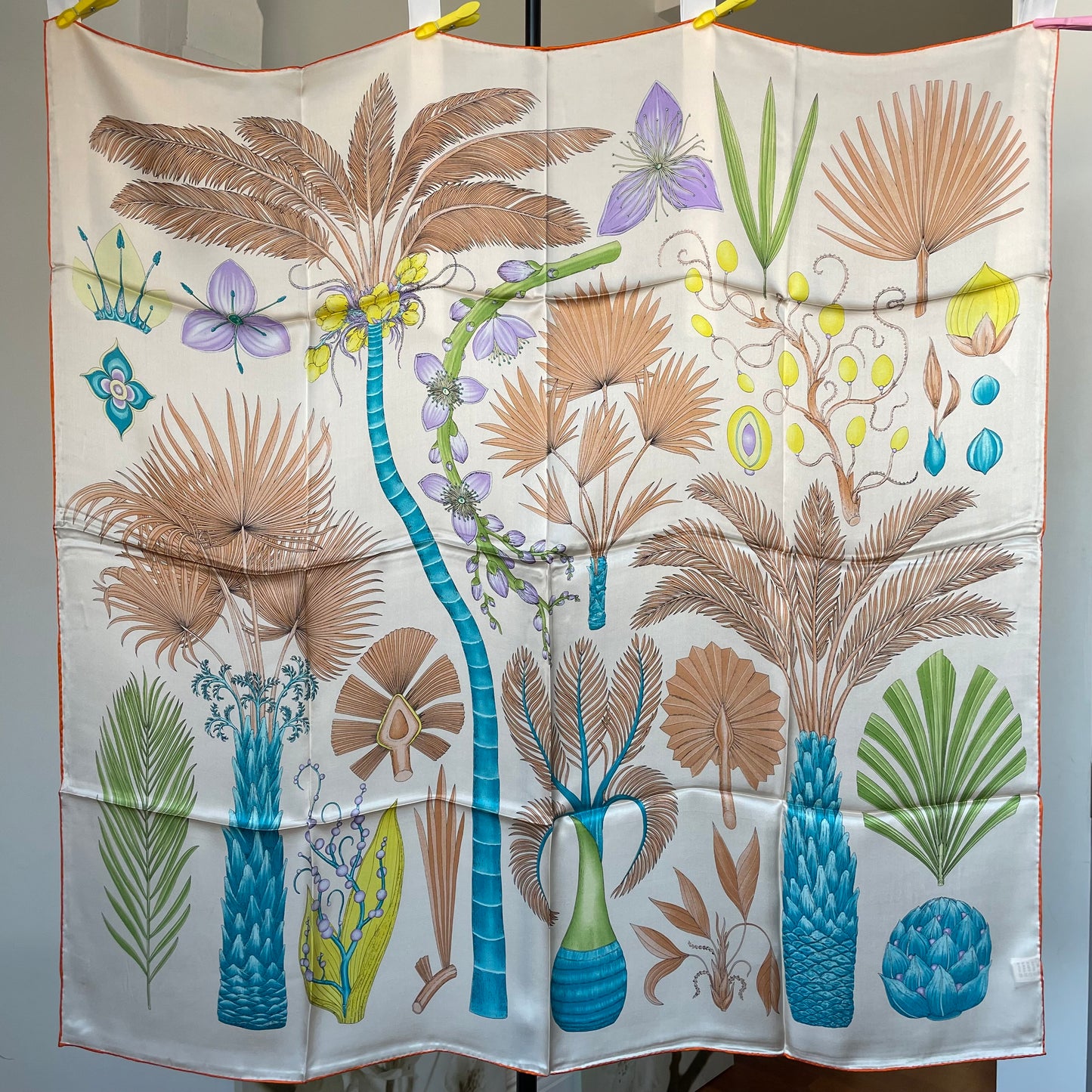 100% Pure Mulberry Silk Multicolour Handmade Large Silk Scarf 43"- The Palm