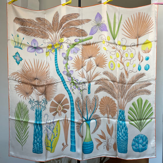 100% Pure Mulberry Silk Multicolour Handmade Large Silk Scarf 43"- The Palm