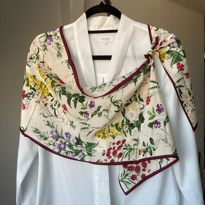100% Pure Silk Multicolour long Silk Scarf / Headscarf-The English Garden