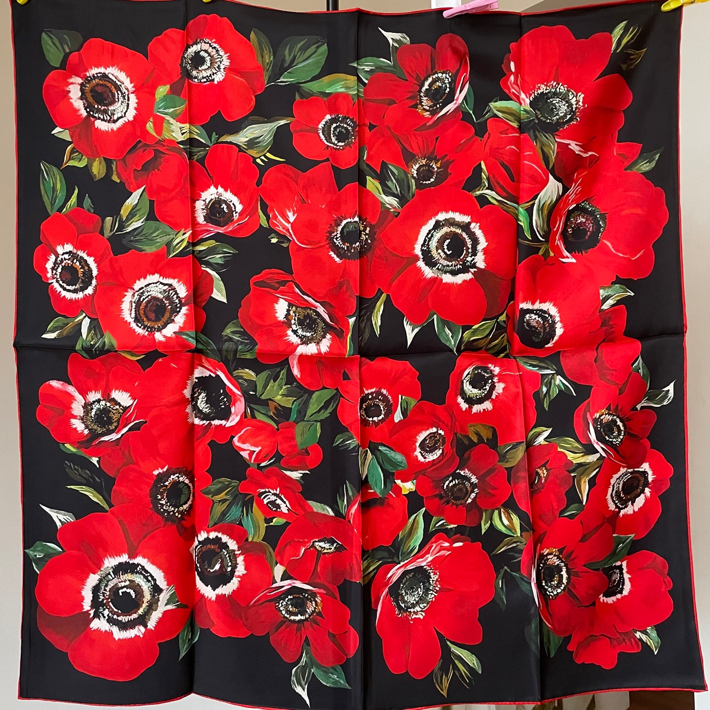 100% Pure Mulberry Silk Extra Large Hand Rolled Silk Scarf 35"- The Peony